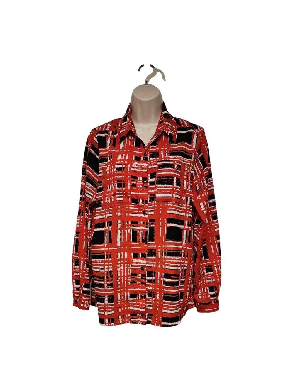 Susan Graver Top Women’s Size US 4 Long Sleeve Button Front Shirt Blouse